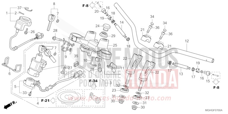 TUYAU DE GUIDON/PONT SUPERIEUR von VFR1200X "Crosstourer" DCT DEGITAL SILVER METALLIC (NHA30) von 2016